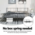 vidaXL Metal Bed Frame with Headboard, No Mattress