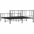 vidaXL Metal Bed Frame with Headboard, No Mattress