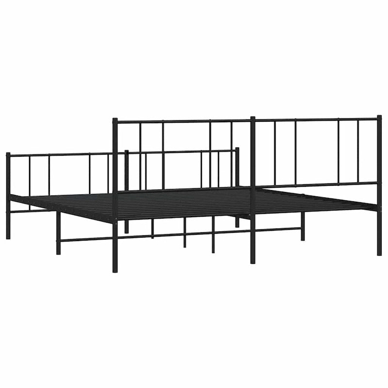 vidaXL Metal Bed Frame with Headboard, No Mattress