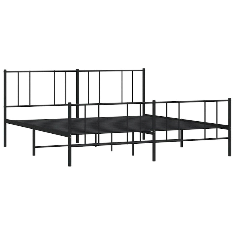 vidaXL Metal Bed Frame with Headboard, No Mattress