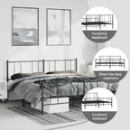 vidaXL Metal Bed Frame with Headboard, No Mattress