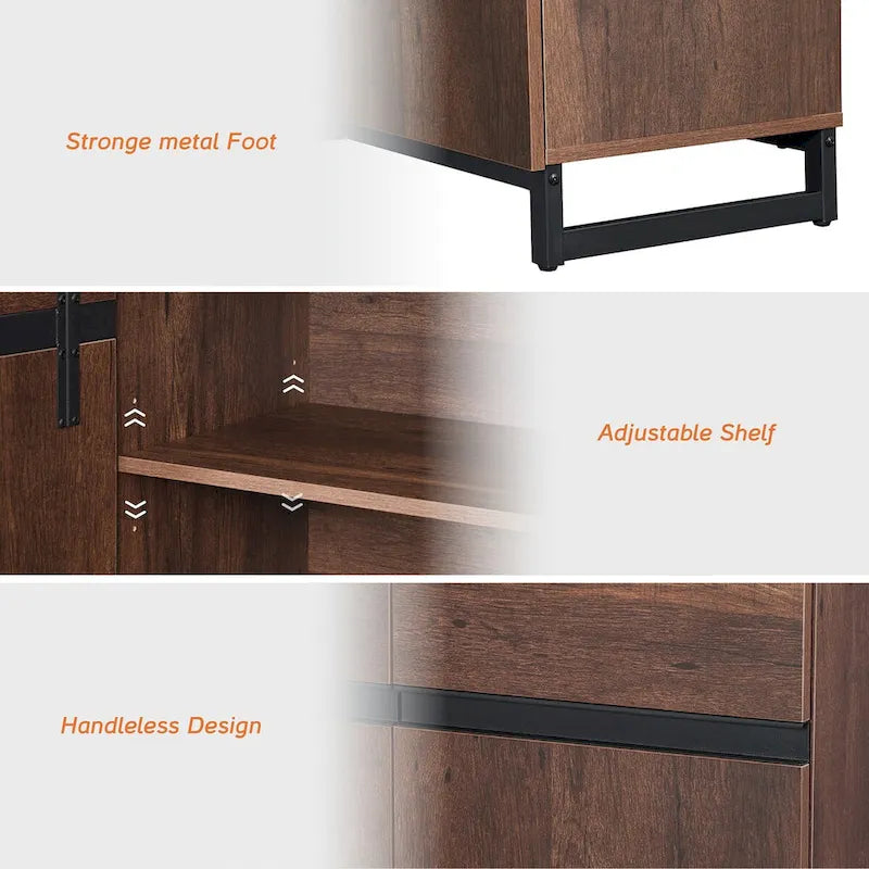 WAMPAT Modern Buffet Sideboards with Adjustable Shelves, Coffee Bar Table for Dining Room