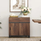 WAMPAT Modern Buffet Sideboards with Adjustable Shelves, Coffee Bar Table for Dining Room