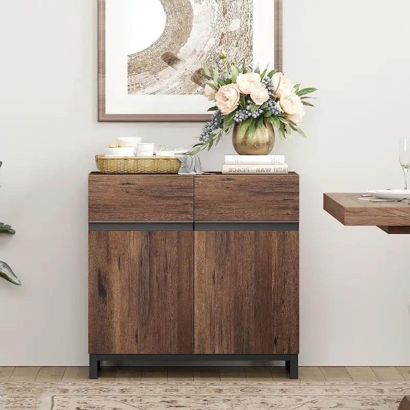 WAMPAT Modern Buffet Sideboards with Adjustable Shelves, Coffee Bar Table for Dining Room