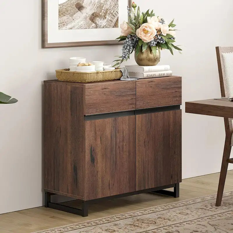 WAMPAT Modern Buffet Sideboards with Adjustable Shelves, Coffee Bar Table for Dining Room