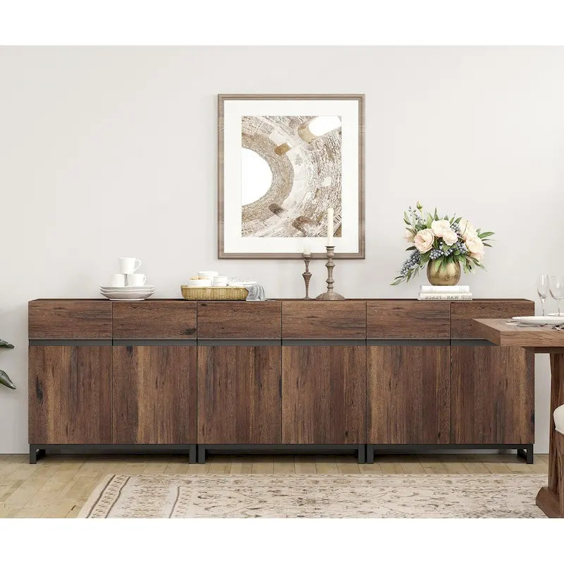 WAMPAT Modern Buffet Sideboards with Adjustable Shelves, Coffee Bar Table for Dining Room
