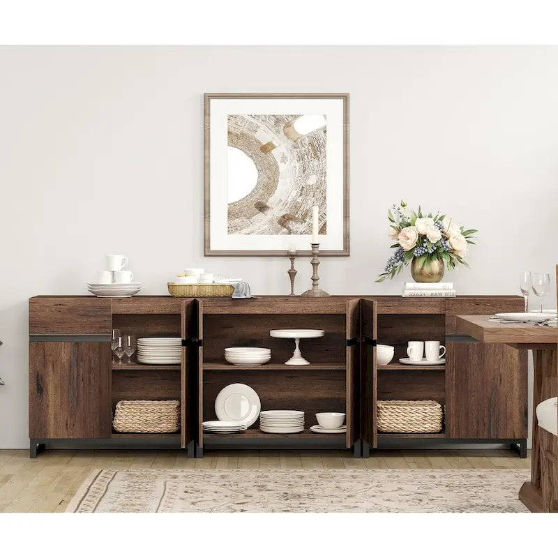WAMPAT Modern Buffet Sideboards with Adjustable Shelves, Coffee Bar Table for Dining Room