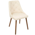 31.5 Walnut and Cream Quilted Faux Leather Modern Dining Chair