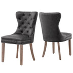 CHUN YI Faux Leather Modern Button Rivet Wing-back Dining Chair (Set of 2)