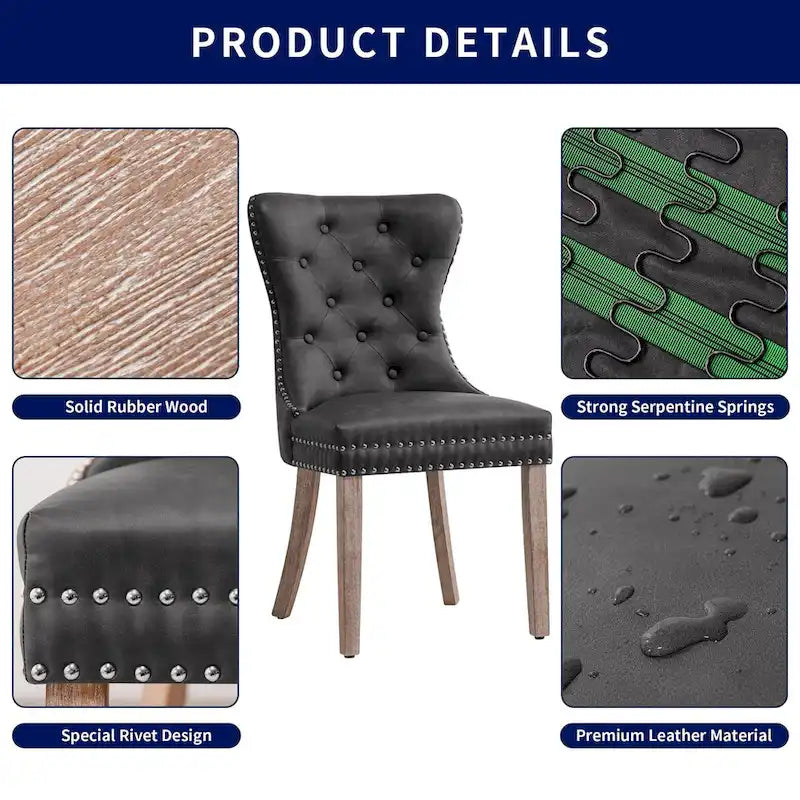 CHUN YI Faux Leather Modern Button Rivet Wing-back Dining Chair (Set of 2)
