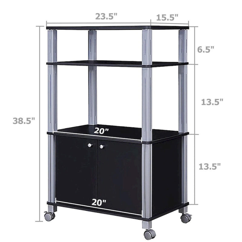 Microwave Rack Stand Rolling Storage Cart - 23.5 x 15.5 x 38.5 (L x W x H)