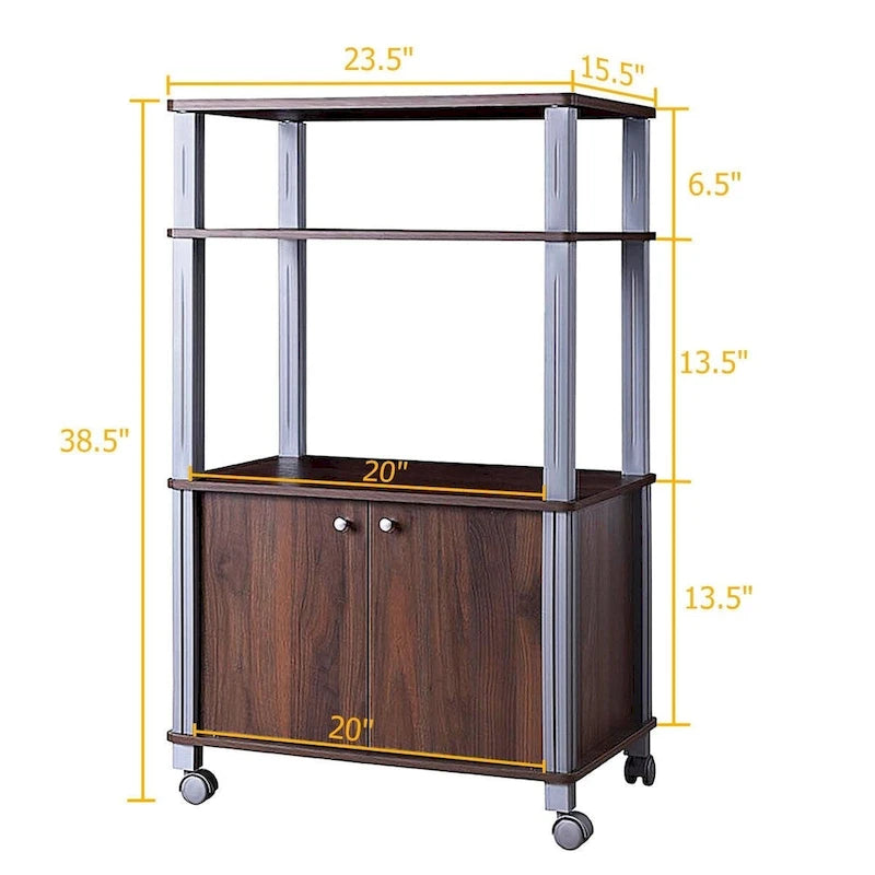 Microwave Rack Stand Rolling Storage Cart - 23.5 x 15.5 x 38.5 (L x W x H)