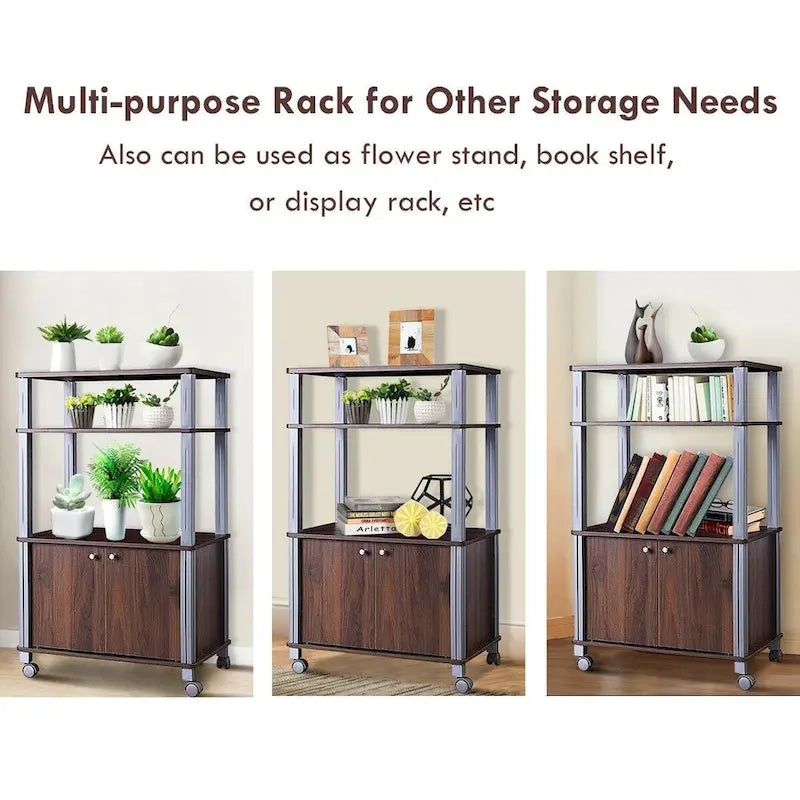 Microwave Rack Stand Rolling Storage Cart - 23.5 x 15.5 x 38.5 (L x W x H)