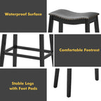 Gymax Set of 2 Saddle Bar Stools Bar Height Kitchen Chairs w/ Rubber