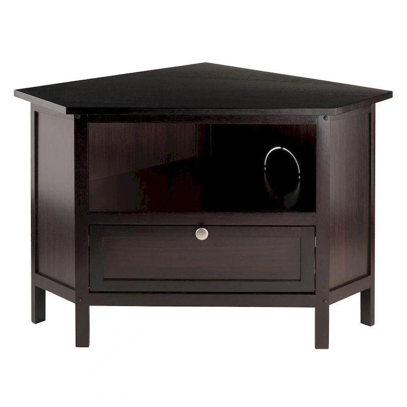 Zena Corner TV and Media Stand, Espresso - 34.65 x 23.94 x 22.28 inches