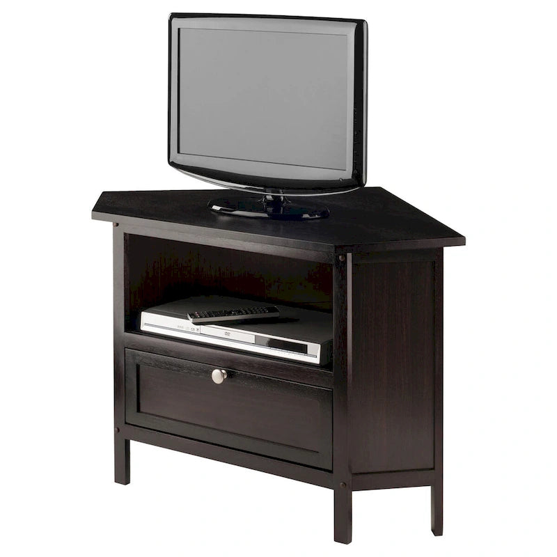 Zena Corner TV and Media Stand, Espresso - 34.65 x 23.94 x 22.28 inches
