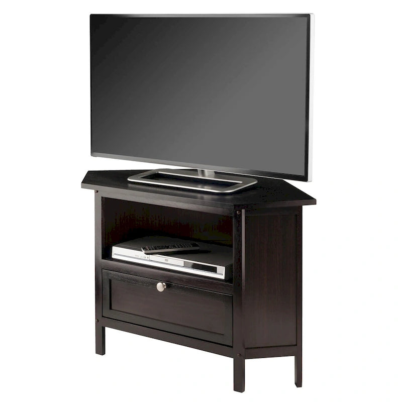 Zena Corner TV and Media Stand, Espresso - 34.65 x 23.94 x 22.28 inches