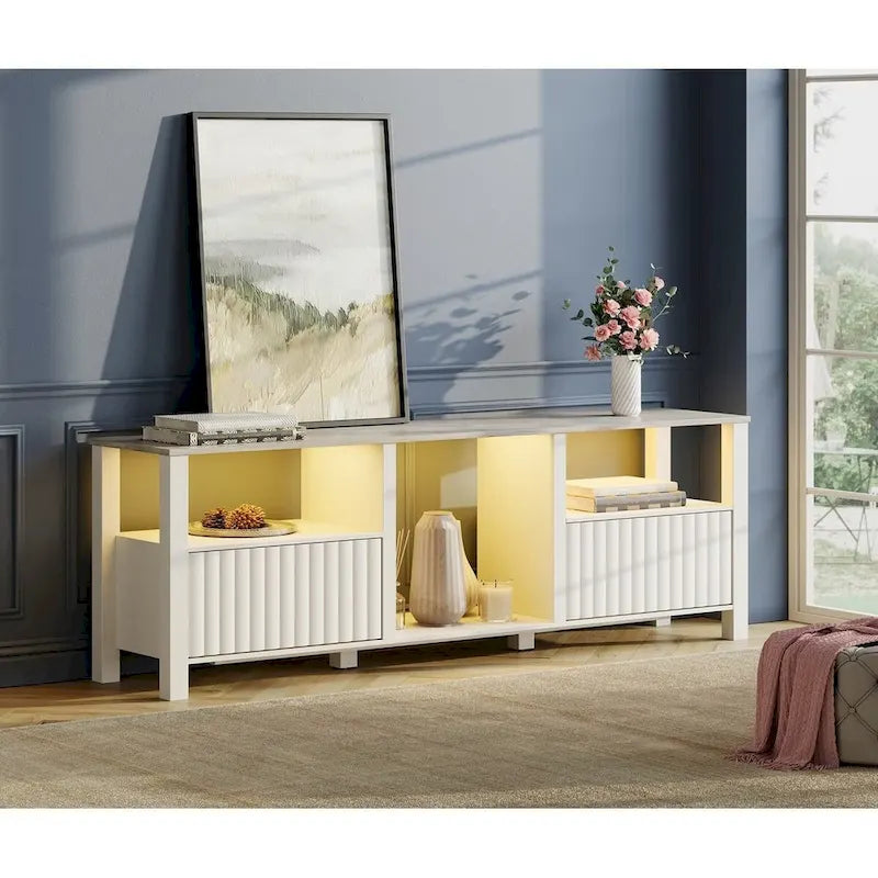 LED TV Stand for 75 Inch TV, Modern TV Console Table with Cabinet