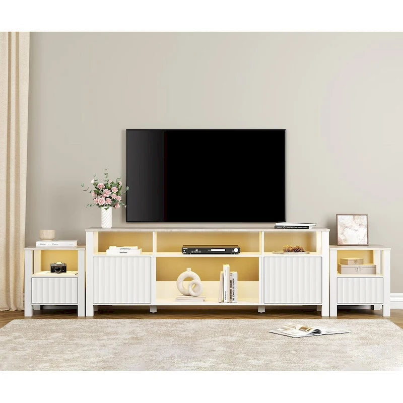 LED TV Stand for 75 Inch TV, Modern TV Console Table with Cabinet