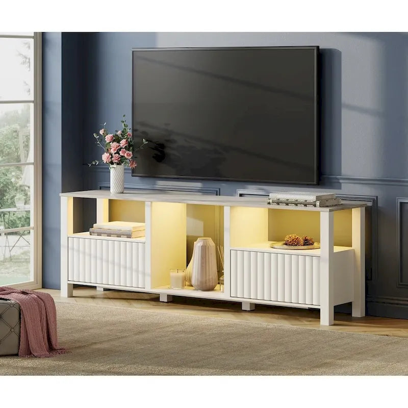 LED TV Stand for 75 Inch TV, Modern TV Console Table with Cabinet