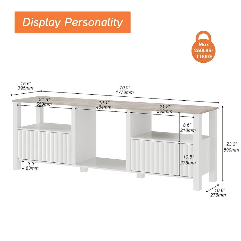 LED TV Stand for 75 Inch TV, Modern TV Console Table with Cabinet
