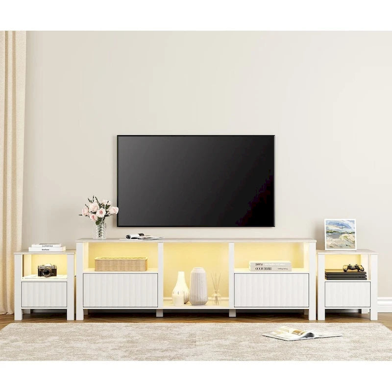 LED TV Stand for 75 Inch TV, Modern TV Console Table with Cabinet