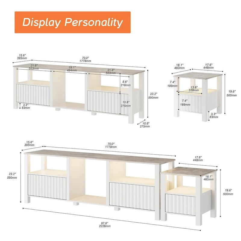 LED TV Stand for 75 Inch TV, Modern TV Console Table with Cabinet