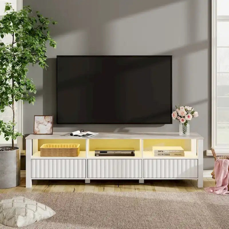 LED TV Stand for 75 Inch TV, Modern TV Console Table with Cabinet