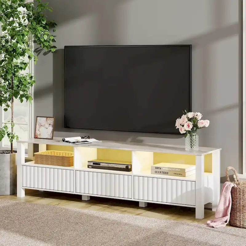 LED TV Stand for 75 Inch TV, Modern TV Console Table with Cabinet