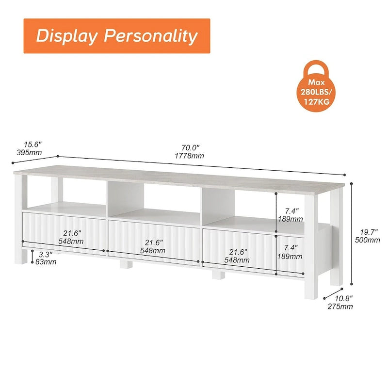 LED TV Stand for 75 Inch TV, Modern TV Console Table with Cabinet