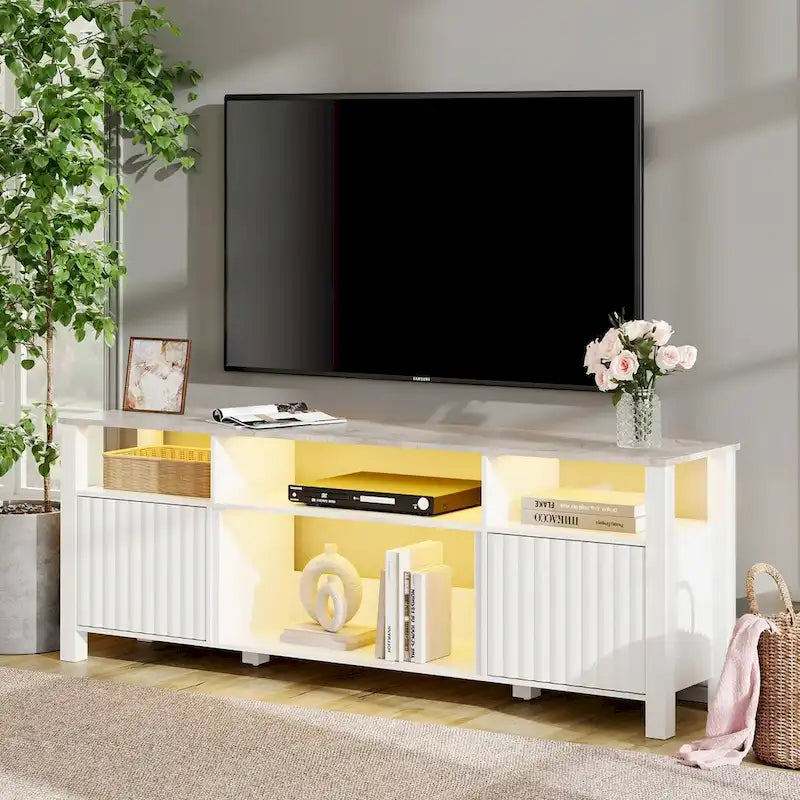 LED TV Stand for 75 Inch TV, Modern TV Console Table with Cabinet