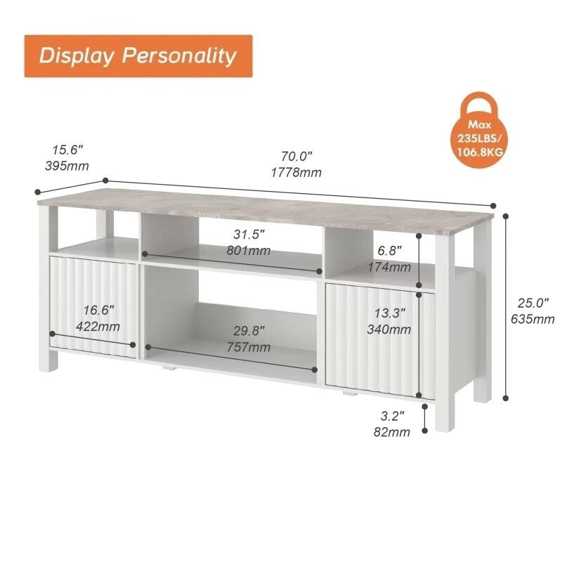 LED TV Stand for 75 Inch TV, Modern TV Console Table with Cabinet