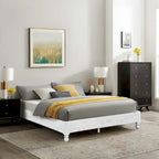 MUSEHOMEINC Solid Pine Wood 12 Slat Platform Rustic Bed Frame, Whitewashed, King - Whitewashed