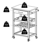 Anthony Utility Kitchen Cart, Stainless Steel Top, Black - 25.2 x 16.38 x 33.78 inches