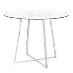 39.5 Clear Tempered Round Top Silver Chrome Legs Dining Table