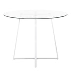 39.5 Clear Tempered Round Top Silver Chrome Legs Dining Table