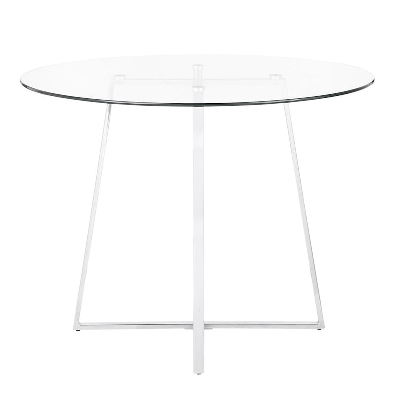 39.5 Clear Tempered Round Top Silver Chrome Legs Dining Table