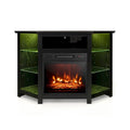 Electric Fireplace Corner TV Stand with LED Lights and Adjustable Glass Shelves - 45 x 22 x 30
