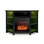 Electric Fireplace Corner TV Stand with LED Lights and Adjustable Glass Shelves - 45 x 22 x 30