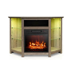 Electric Fireplace Corner TV Stand with LED Lights and Adjustable Glass Shelves - 45 x 22 x 30