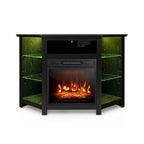 Electric Fireplace Corner TV Stand with LED Lights and Adjustable Glass Shelves - 45 x 22 x 30