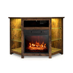 Electric Fireplace Corner TV Stand with LED Lights and Adjustable Glass Shelves - 45 x 22 x 30