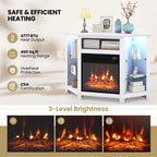 Electric Fireplace Corner TV Stand with LED Lights and Adjustable Glass Shelves - 45 x 22 x 30