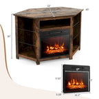 Electric Fireplace Corner TV Stand with LED Lights and Adjustable Glass Shelves - 45 x 22 x 30