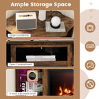 Electric Fireplace Corner TV Stand with LED Lights and Adjustable Glass Shelves - 45 x 22 x 30