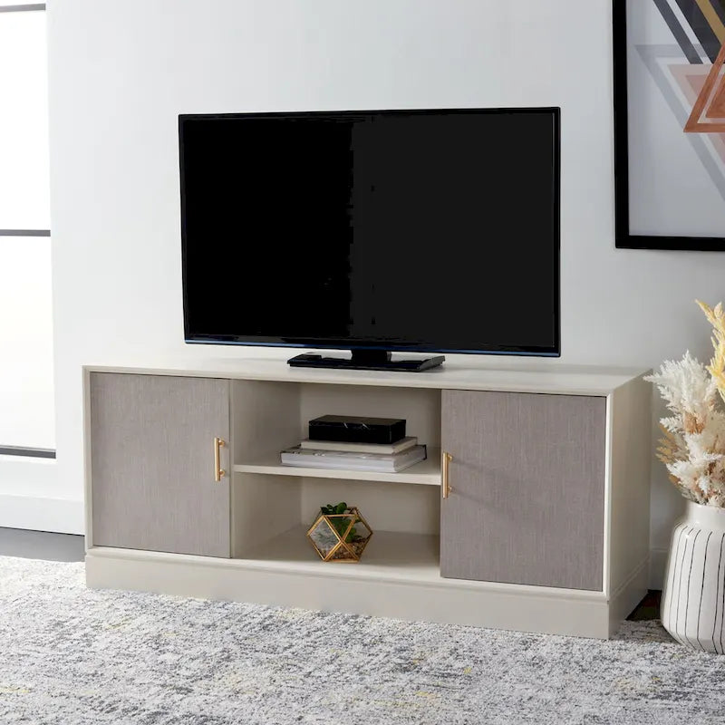 SAFAVIEH Burghilde 2 Door 1 Shelf Media Stand - 47 W x 16 D x 20 H - 47Wx16Dx20H