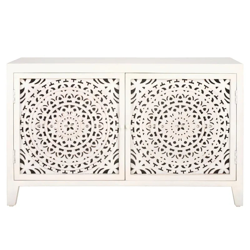 SAFAVIEH Giselle 2-Shelf 2-Door Media Stand (Fully Assembled) - 42 In. W x 15 In. D x 26 In. H - 42Wx15Dx26H