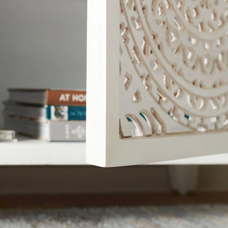 SAFAVIEH Giselle 2-Shelf 2-Door Media Stand (Fully Assembled) - 42 In. W x 15 In. D x 26 In. H - 42Wx15Dx26H