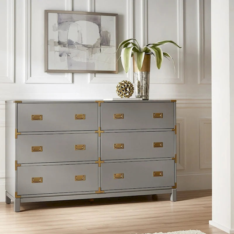 Kedric 6-Drawer Gold Accent Dresser by iNSPIRE Q Bold