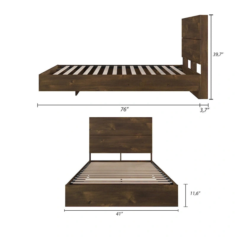 2-Piece Bedset With Bed Frame And Headboard,Truffle